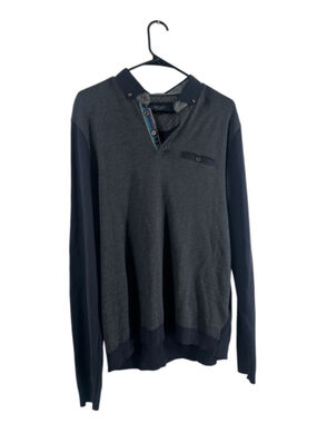 Ted Baker long-sleeved textured knit polo shirt classics luxury career sz XL